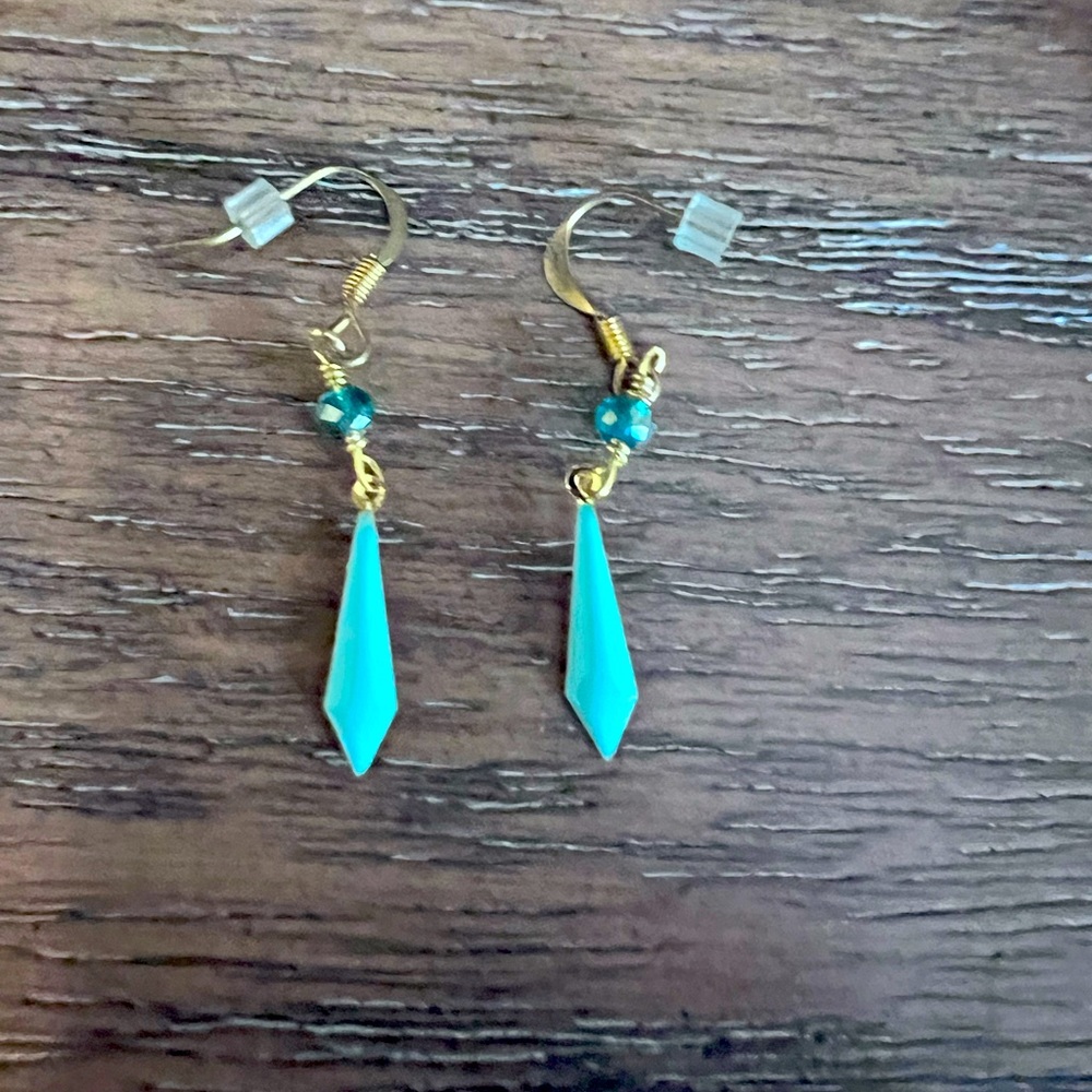 Turquoise dainty earrings-small with hints of gold